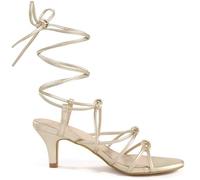 Perphy Lace Up Slingback Heels Knot Strappy Kitten Heel Sandals for Women Gold 5 UK/Label Size 7 US