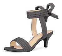 Perphy Open Toe Ankle Tie Kitten Heels Sandals for Women Grey 4.5 UK/Label Size 6.5 US