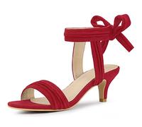 Perphy Open Toe Ankle Tie Kitten Heels Sandals for Women Red 7 UK/Label Size 9 US