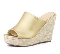 Perphy Open Toe Espadrille Wedge Heel Platform Slide Sandal for Women Gold 7 UK/Label Size 9 US