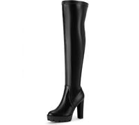 Perphy Platform Chunky Heels Over the Knee High Boots for Women Black 7.5 UK/Label Size 9.5 US