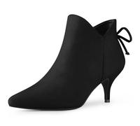 Perphy Pointed Toe Bow Cutout Kitten Heel Ankle Booties for Women Black 5 UK/Label Size 7 US