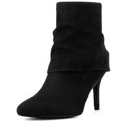 Perphy Pointed Toe Fold Over Stiletto Heel Slouch Ankle Boots for Women Black 7 UK/Label Size 9 US