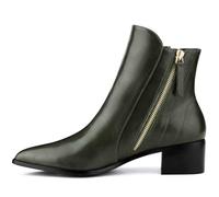 Perphy Pointy Toe Classic Low Heeled Short Ankle Booties for Women Forest Green 7 UK/Label Size 9 US