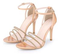 Perphy Rhinestone Strap Heels Stiletto Heel Ankle Strap Sandals for Women Rose Gold 6.5 UK/Label Size 8.5 US