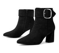 Perphy Square Buckle Chunky Heels Pointed Toe Ankle Boots for Women Black 6 UK/Label Size 8 US
