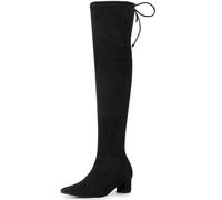 Perphy Square Toe Comfy Thigh High Boots Stretch Over the Knee Boots for Women Black 5 UK/Label Size 7 US