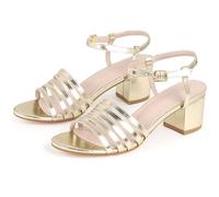 Perphy Strappy Open Toe Ankle Strap Chunky Mid Heel Sandals for Women Gold 6.5 UK/Label Size 8.5 US