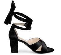 Perphy Velvet Chunky Heel Cross Strap Lace Up Sandals for Women Black 5 UK/Label Size 7 US