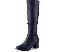 Perphy Women's Dress Boot Square Toe Chunky Heel Slouch Knee Highs Boots | Chunky heel slouch knee high boots. Square toe with roomy fit. Padded footbed for comfort. Trendy & walkable.