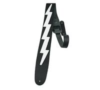 Perri’s Leathers Ltd. - Guitar Strap - Leather - The Famous Collection - Lightning Bolt - Black/White - Adjustable - For Acoustic/Bass/Electric Guitars - Made in Canada (BLB-218)
