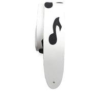 Perri’s Leathers Ltd. - Guitar Strap - Leather - The Famous Collection - Music Notes - White/Black - Adjustable - For Acoustic/Bass/Electric Guitars - Made in Canada (BMN-1253)