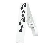 Perri’s Leathers Ltd. - Guitar Strap - Leather - The Famous Collection - Music Notes - White/Black - Adjustable - For Acoustic/Bass/Electric Guitars - Made in Canada (BMN-1254)