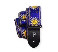 Perri’s Leathers Ltd. - Guitar Strap - Nylon - Jacquard - Hello Sunshine - Blue - Adjustable - For Acoustic/Bass/Electric Guitars - Made in Canada (TWS-7009)