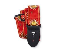 Perri’s Leathers Ltd. - Guitar Strap - Nylon - Jacquard - Hello Sunshine - Red - Adjustable - For Acoustic/Bass/Electric Guitars - Made in Canada (TWS-7010)
