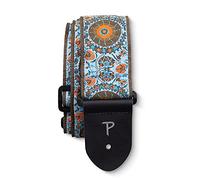 Perri’s Leathers Ltd. - Guitar Strap - Nylon - Jacquard - Mandala - Blue/Orange - Adjustable - For Acoustic/Bass/Electric Guitars - Made in Canada (TWS-7143)