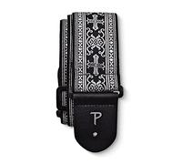 Perri’s Leathers Ltd. - Guitar Strap - Nylon - Jacquard - Metallic Silver - Adjustable - For Acoustic/Bass/Electric Guitars - Made in Canada (TWS-6548)