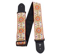 Perri’s Leathers Ltd. - Guitar Strap - Nylon - Jacquard - Rose & Skull - Beige - Adjustable - For Acoustic/Bass/Electric Guitars - Made in Canada (TWS-7141)