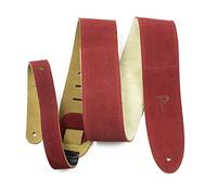 Perri’s Leathers Ltd. - Guitar Strap - Suede - Sheepskin Pad - Red - Adjustable - For Acoustic/Bass/Electric Guitars - Made in Canada (DL325S-203)