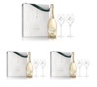 Perrier-Jouët Blanc de Blancs Champagne, 75 cl with 2 Flutes, white (Pack of 3)
