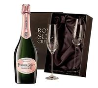 Perrier Jouet Blason Rose Champagne with 2 Royal Scot Diamante Flutes 75cl 12.5% abv