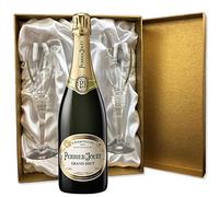 Perrier Jouet Grand Brut Champagne in Gold Presentation Set With Flutes 75cl 12.5% abv