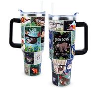 PERRIFIC Sloth Mug 30 oz Tumbler With Handle and Straw Lid - Leak Proof Insulated Travel Cup for Hot and Cold Drinks - Birthday Gifts for Women, Stainless Steel