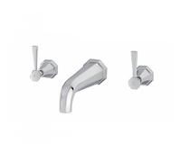 Perrin & Rowe Perrin and Rowe Deco Three-Hole Wall-Mounted Basin Mixer With Lever Handles 3170 Finish: Nickel