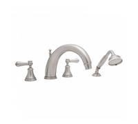 Perrin & Rowe Perrin and Rowe Georgian 4 Hole Deck Mounted 7" C-Spout Bath Filler With Handshower & Lever Handles 3645 Finish: Chrome