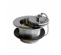 Perrin & Rowe Perrin and Rowe Unslotted Bath Waste Plug, Chain, 73mm Dia 38mm Tail Chrome Finish: Chrome