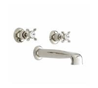Perrin & Rowe Perrin and Rowe Wall Mounted Three Hole Bath Set With Crosshead Handles 3581 Finish: Nickel