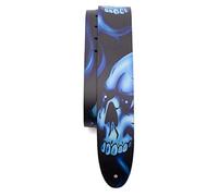 Perri's Leathers Ltd.- Guitar Strap- Direct To Leather- Blue Skulls- Adjustable - For Acoustic/Bass/Electric Guitars - Made in Canada (P25DTL-11042)