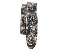 Perri's Leathers Ltd.- Guitar Strap- Direct To Leather- Green Lock Heart- Adjustable - For Acoustic/Bass/Electric Guitars - Made in Canada (P25DTL-11040)