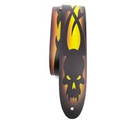 Perri's Leathers Ltd.- Guitar Strap- Direct To Leather- Yellow Skull With Barbwire- Adjustable - For Acoustic/Bass/Electric Guitars - Made in Canada (P25DTL-11041)