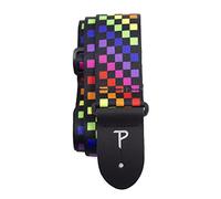Perri's Leathers Ltd.- Guitar Strap- Polyester- Checker Rainbow- Adjustable - For Acoustic/Bass/Electric Guitars - Made in Canada (LPCP-7300)
