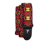Perri's Leathers Ltd. - Jacquard Guitar Strap - Adjustable Length - For Electric, Acoustic, and Bass Guitars - Yellow and Red Floral - Made in Canada
