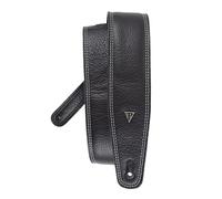 Perri's Leathers Ltd. - Moto Series - Padded Leather Guitar Strap with Double Stitching - Adjustable Length - For Electric, Acoustic, and Bass Guitars - Glossy Black - Made in Canada