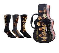 PERRI'S SOCKS - Licensed Guitar Tins with 3 Pairs of Socks, Black/Charcoal/Yellow, 5-12 UK