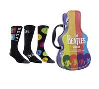 PERRI'S SOCKS - Licensed Guitar Tins with 3 Pairs of Socks, Black/White/Rainbow, 7-12