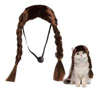 Perruque Chien Cosplay, Perruque De Cheveux De Chien, Chat Marron Double Tresse Longue - Cosplay Pour Animaux Compagnie, Pour Halloween, Noël, Fêtes, Festivals,