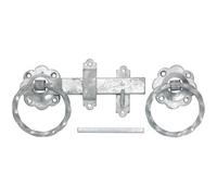 Perry 150mm 6In No.1137 Twisted Ring Gate Latch Set - Galvanised Heavy Duty Garden