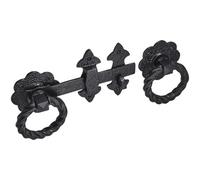 Perry 210mm 8" No.4416 Old Hill Ironworks Fleur De Lys Heavy Duty Twisted Ring Gate Latch - Black Antique