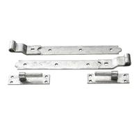 Perry 400mm 16In No.130 Cranked Hook Band Pair - Galvanised Heavy Duty Gate Door Hinge