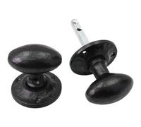 Perry 60mm No.4303 Old Hill Ironworks Oval Mortice Rim Knob Sets (Unsprung) - Black Antique