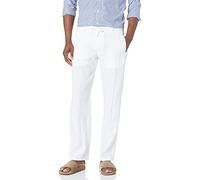 Perry Ellis Men's 100% Linen Drawstring Pant Casual, Bright White, 30W x 32L