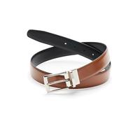Perry Ellis Men's Portfolio Amigo Reversible Leather Belt, Stitched Edges, Durable, 1.5” Width (Available in Big & Tall), Luggage Brown, 32
