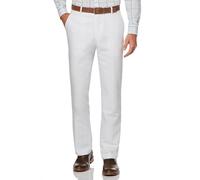 Perry Ellis Men's Solid Linen Blend Dress Pants, Breathable Lightweight Durable Fabric, Modern Fit (Available in Big & Tall), Bright White Twill, 30W / 30L