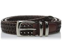 Perry Ellis Men's Portfolio Braided Belt with Leather (Sizes 30-54 Inches), Brown, 34
