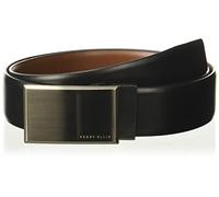 Perry Ellis Men's Portfolio Patterned Plaque Belt, 100% Leather (Sizes 30-44 Inches), Black/Brown Reversible, 36