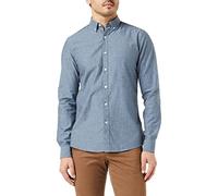Perry Ellis Mens Steen Slim Fit Brushed Cotton Shirt, Blue, S UK